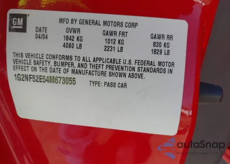 2004 Pontiac Grand Am Se1 z USA, uszkodzony, nr VIN 1G2NF52E54M673055